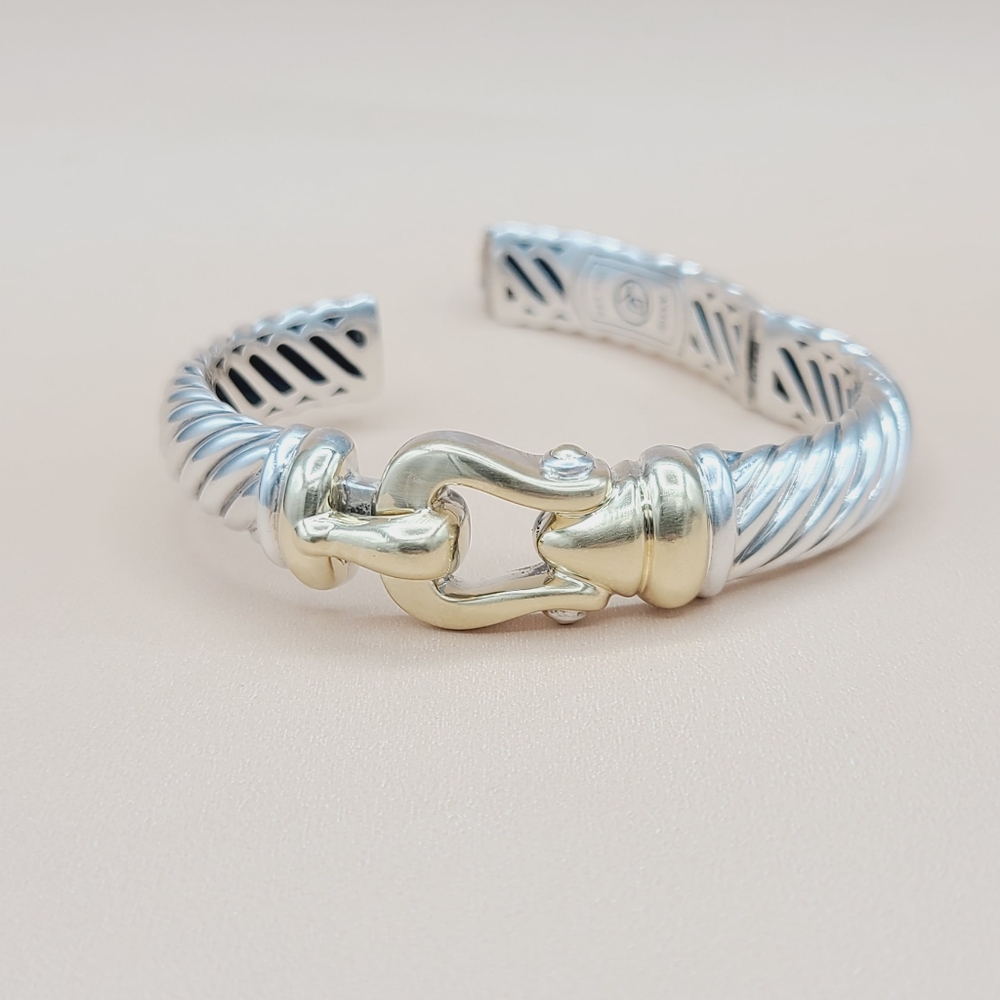 David Yurman 10mm Waverly Cable Bracelet With Gold - Picture 7 of 14